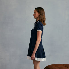 W _ (Navy)Contour Pleated Dress(534000256)