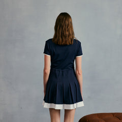 W _ (Navy)Contour Pleated Dress(534000256)