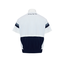 W _ (NAVY) Varsity Shield Half-Zip Windbreaker (6111005)