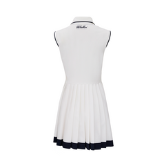 W _ (WHITE) Club Trim Pleated Dress (6140002)