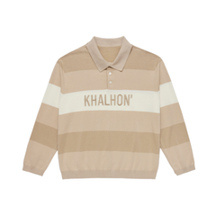 W _ (BEIGE) Coastal Stripe Knit Polo (6128001)
