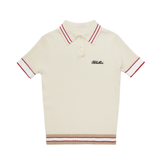 W _ (CREAM) Varsity Tipped Rib Polo (6128003)