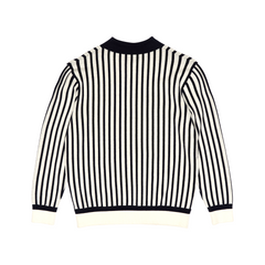 STRIPE POLO SWEATER (OATMEAL)