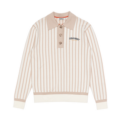 STRIPE POLO SWEATER (LIGHT BEIGE)