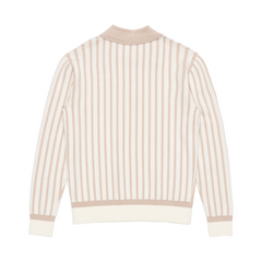 STRIPE POLO SWEATER (LIGHT BEIGE)