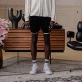 (BLACK) KHALHON' PRINSTRIPE KNIT SHORTS _ 512800699