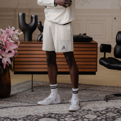 (CREAM) _ KHALHON' PINSTRIPE KNIT SHORTS _ 512800602