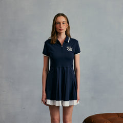 W _ (Navy)Contour Pleated Dress(534000256)
