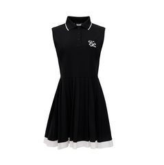 W _ (BLACK) Club Trim Pleated Dress (6140002)