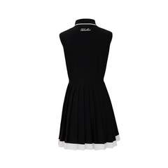W _ (BLACK) Club Trim Pleated Dress (6140002)