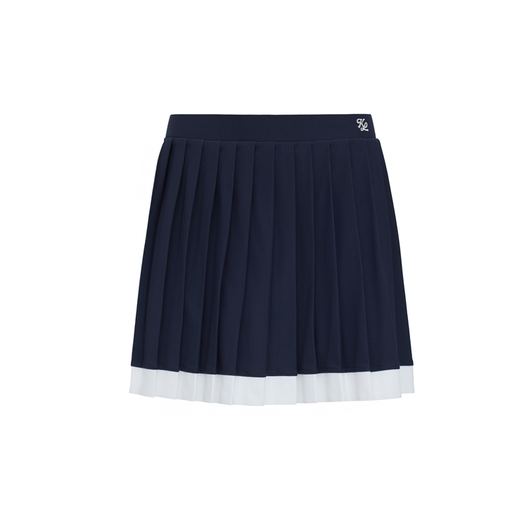 W _ (NAVY) Coastal Swing Pleated Skirt (6133002)