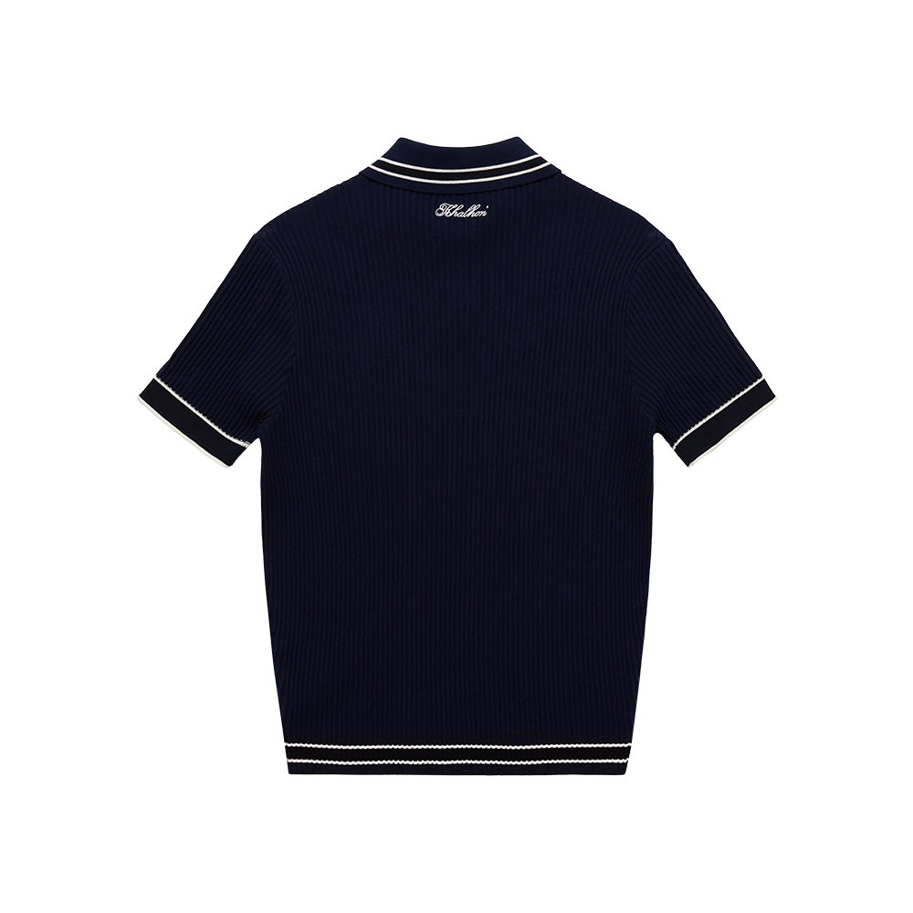 M _ (NAVY) Varsity Tipped Rib Polo (6128003)