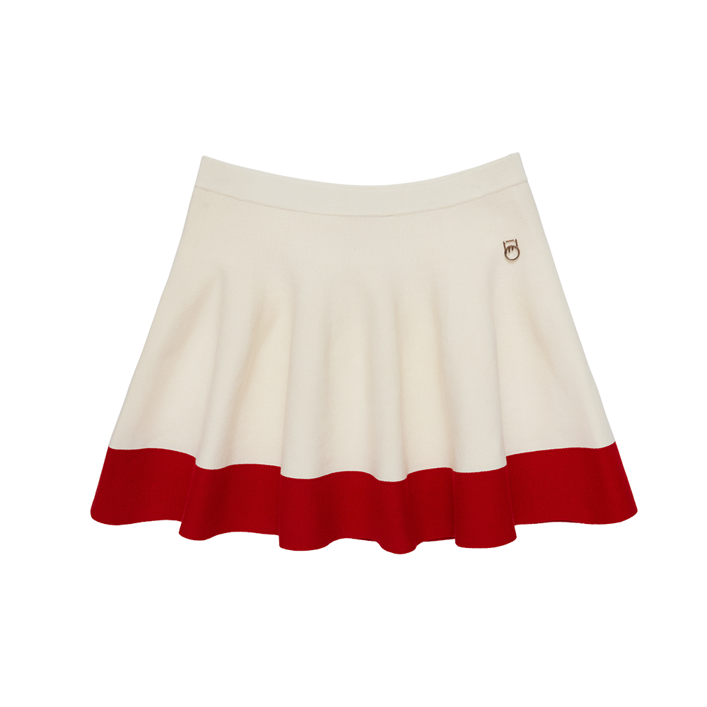 W _ (CREAM) Varsity Flare Knit Skirt (6128004)
