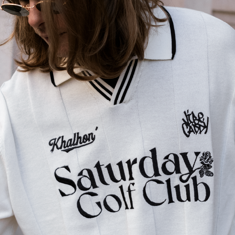 (CREAM) KAHLHON x VIBECADDY "Saturday Golf Club" KNIT  _512800302