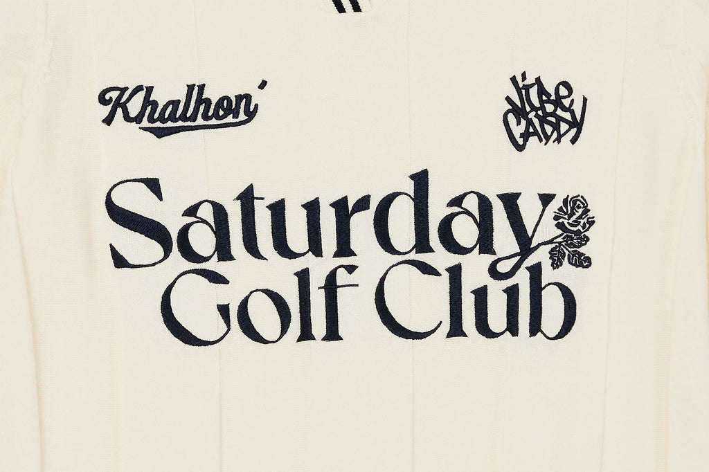 W _ (CREAM) KAHLHON x VIBECADDY "Saturday Golf Club" KNIT _512800302