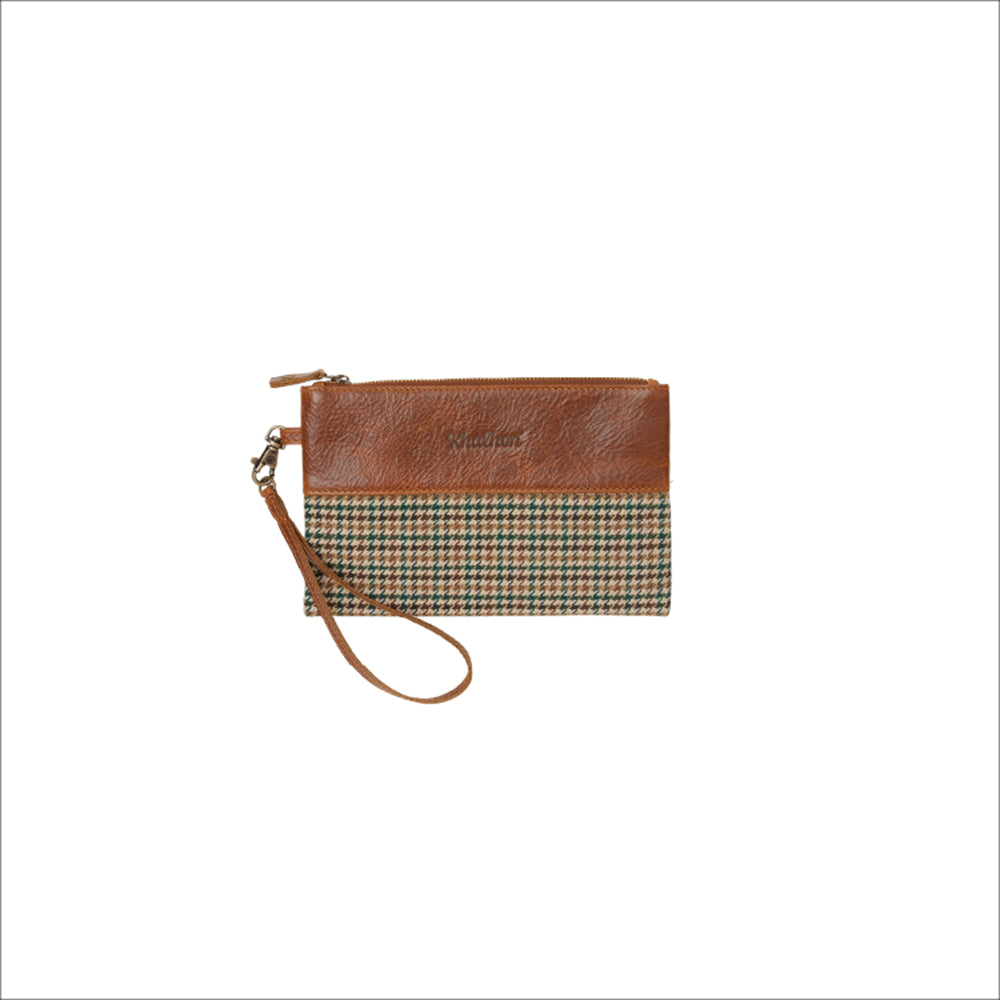 KHALHON' POUCH MIXED _ BROWN & GREEN CHECK