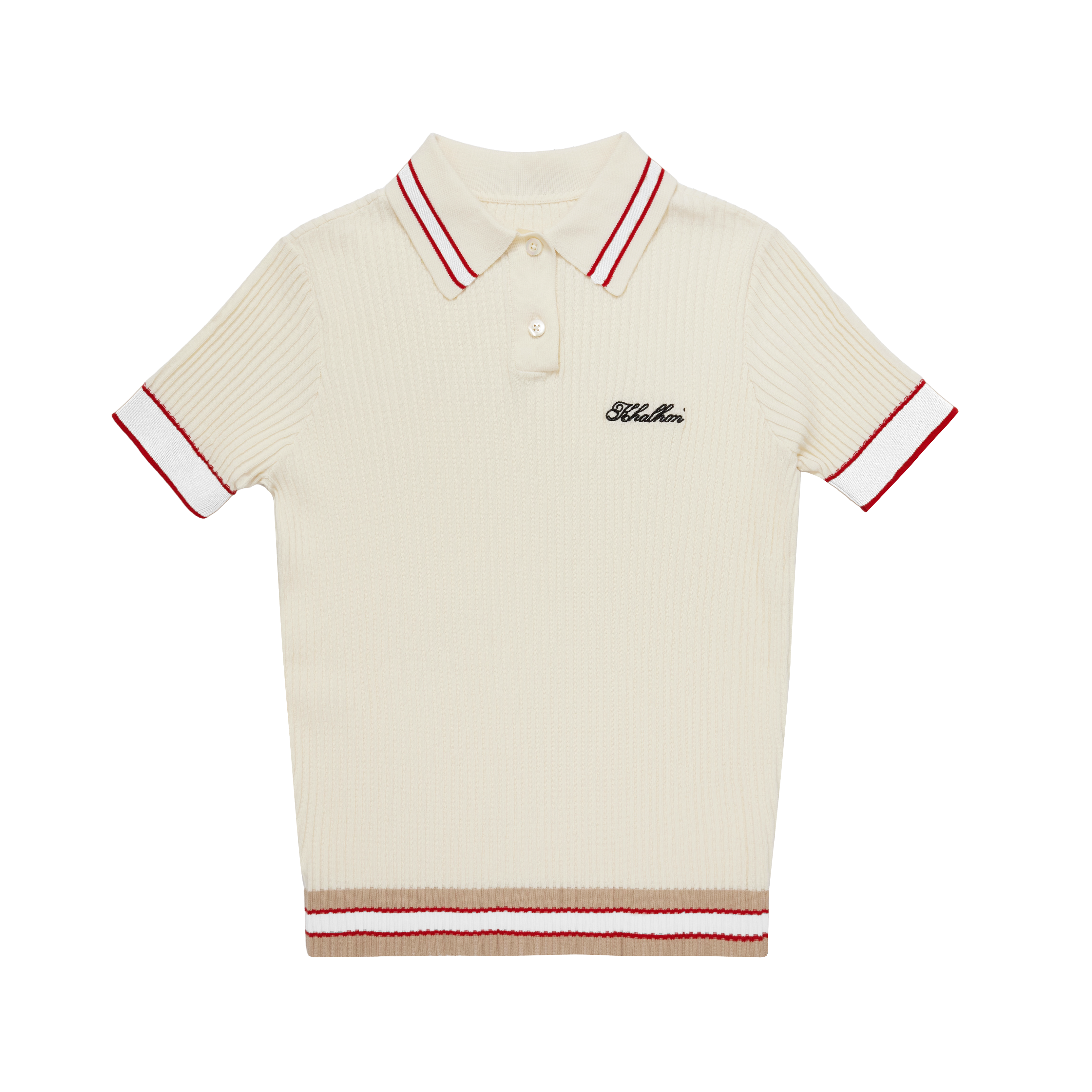 W _ (CREAM) Varsity Tipped Rib Polo (6128003)