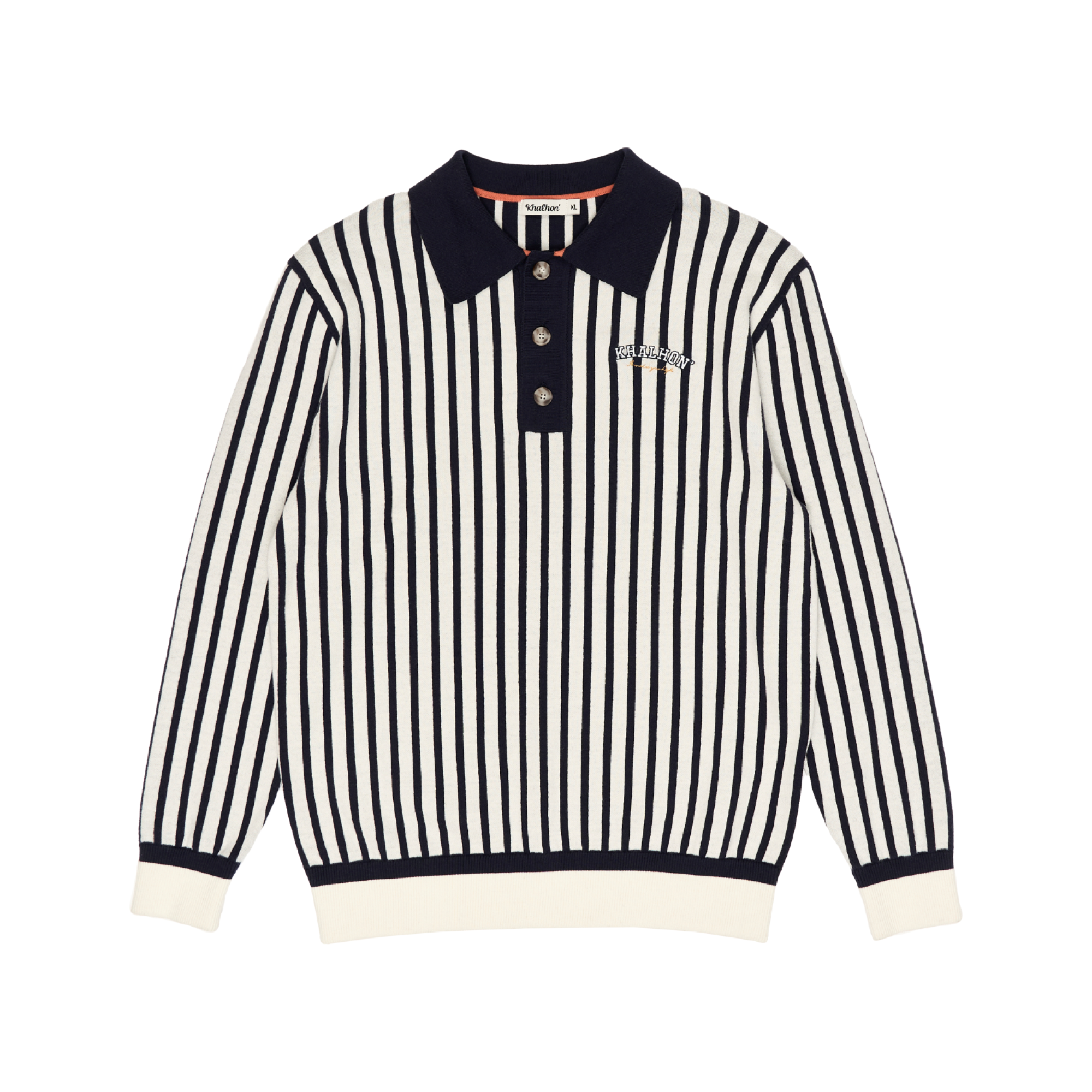 STRIPE POLO SWEATER (OATMEAL)