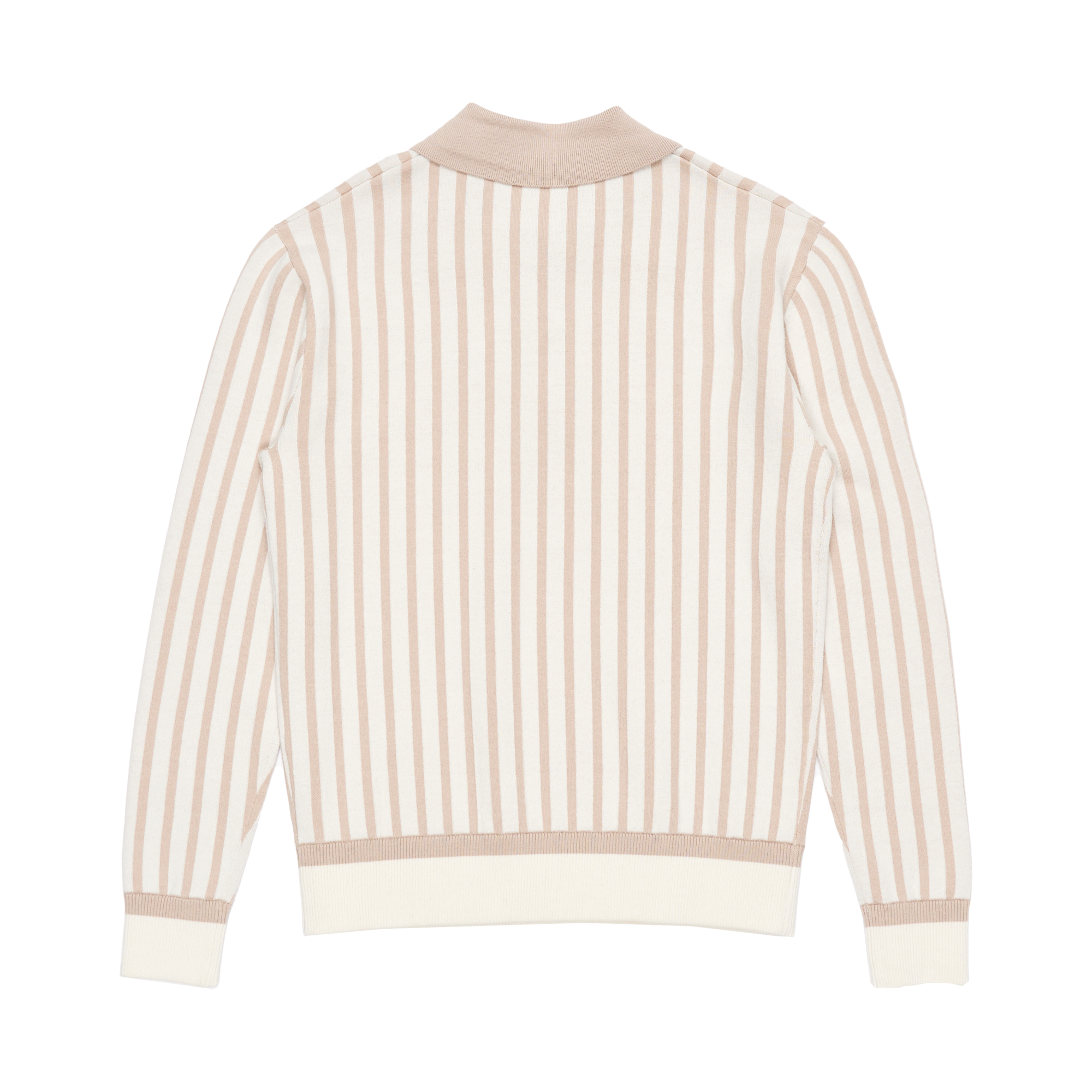 STRIPE POLO SWEATER (LIGHT BEIGE)