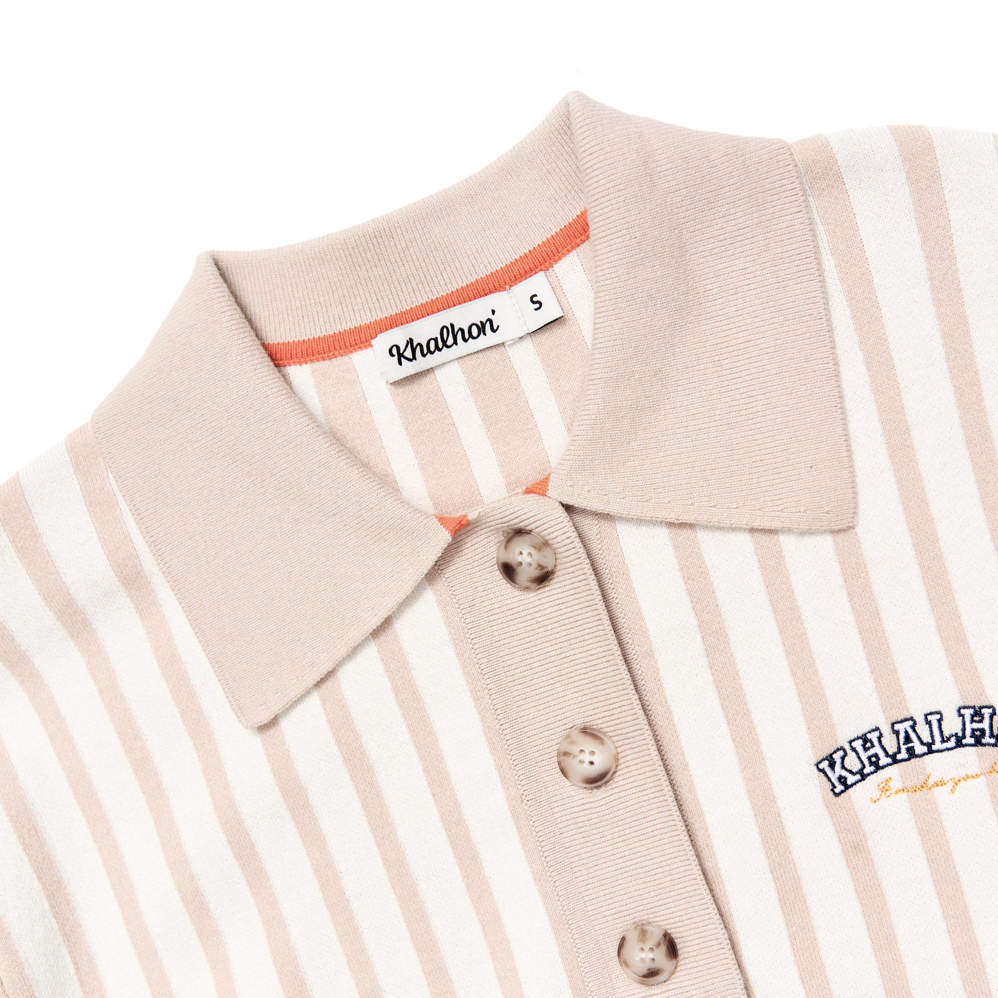 STRIPE POLO SWEATER (LIGHT BEIGE)